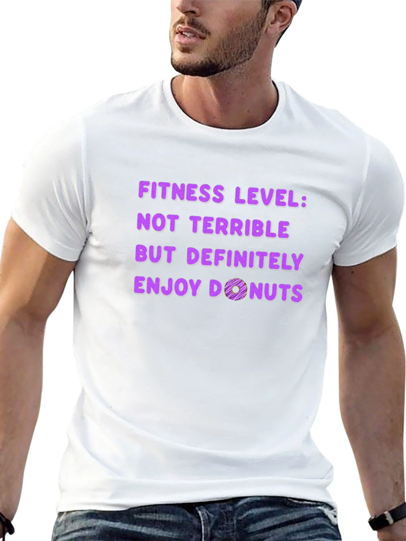 Fitness Level Enjoy Donuts T-Shirt Funny Workout Tee