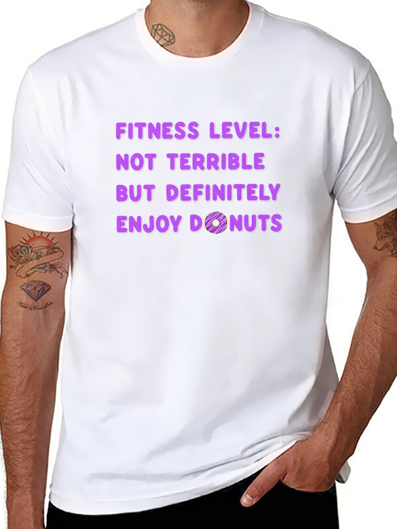 Fitness Level Enjoy Donuts T-Shirt Funny Workout Tee