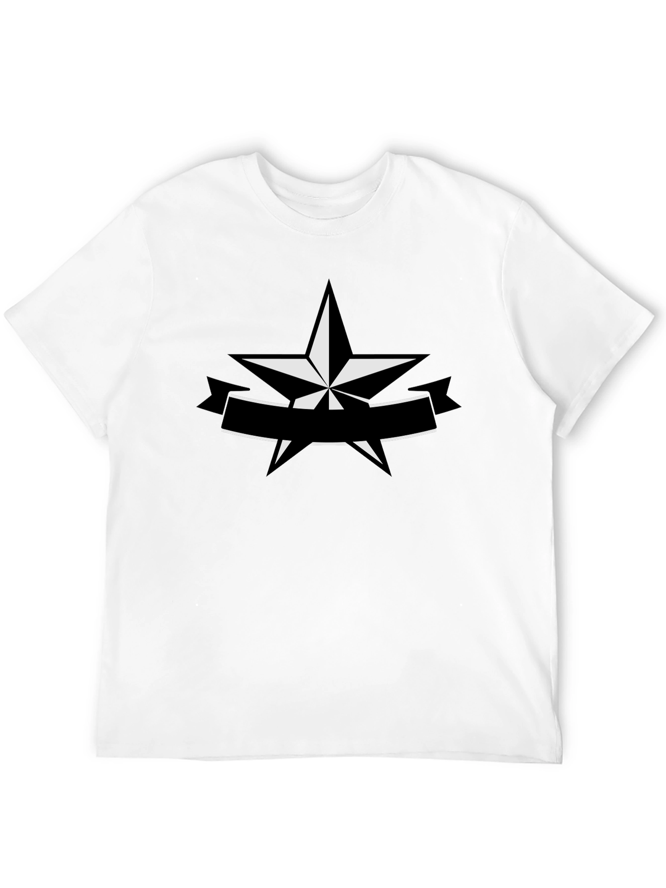 Star Banner Graphic Tee - Black Cotton Casual Shirt