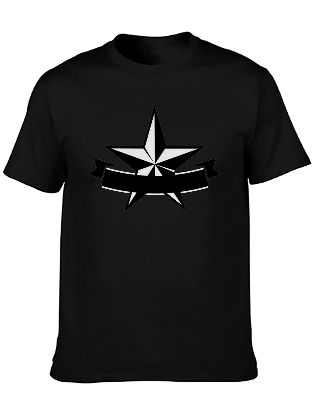 Star Banner Graphic Tee - Black Cotton Casual Shirt