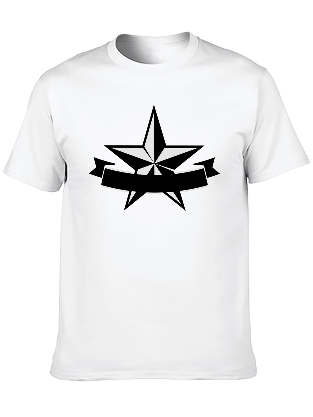 Star Banner Graphic Tee - Black Cotton Casual Shirt