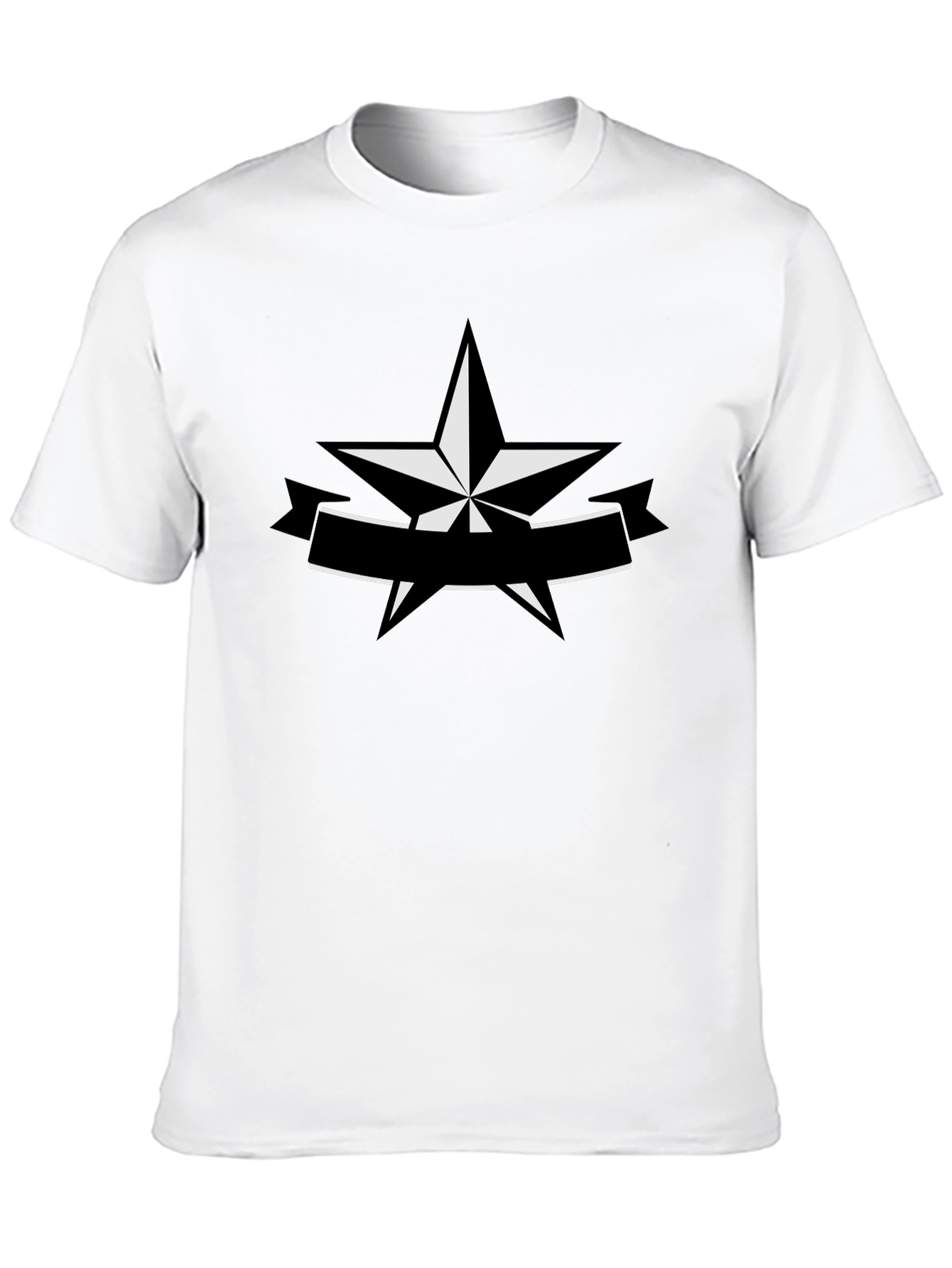 Star Banner Graphic Tee - Black Cotton Casual Shirt