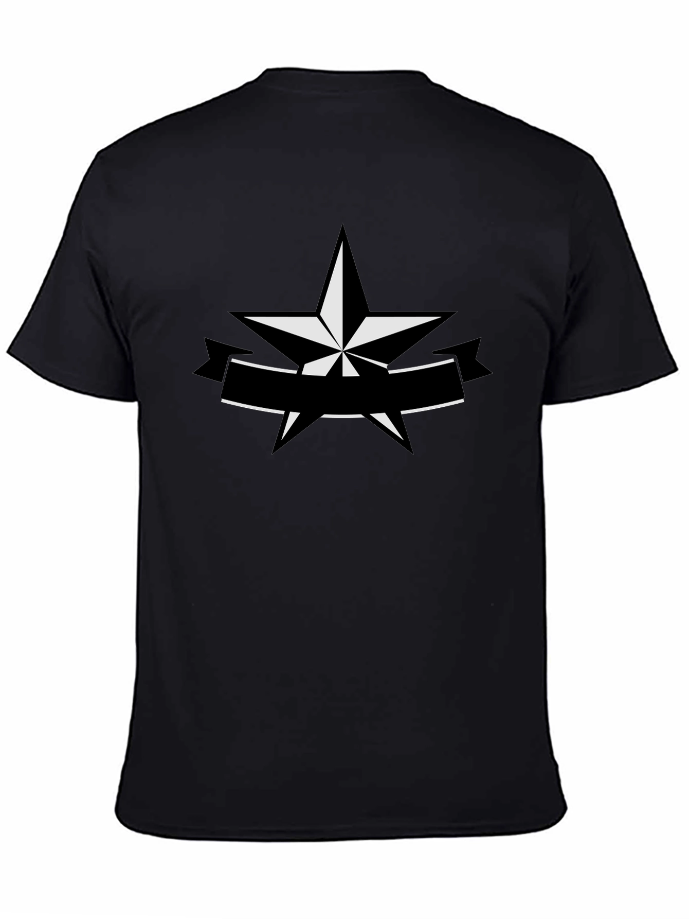 Star Banner Graphic Tee - Black Cotton Casual Shirt
