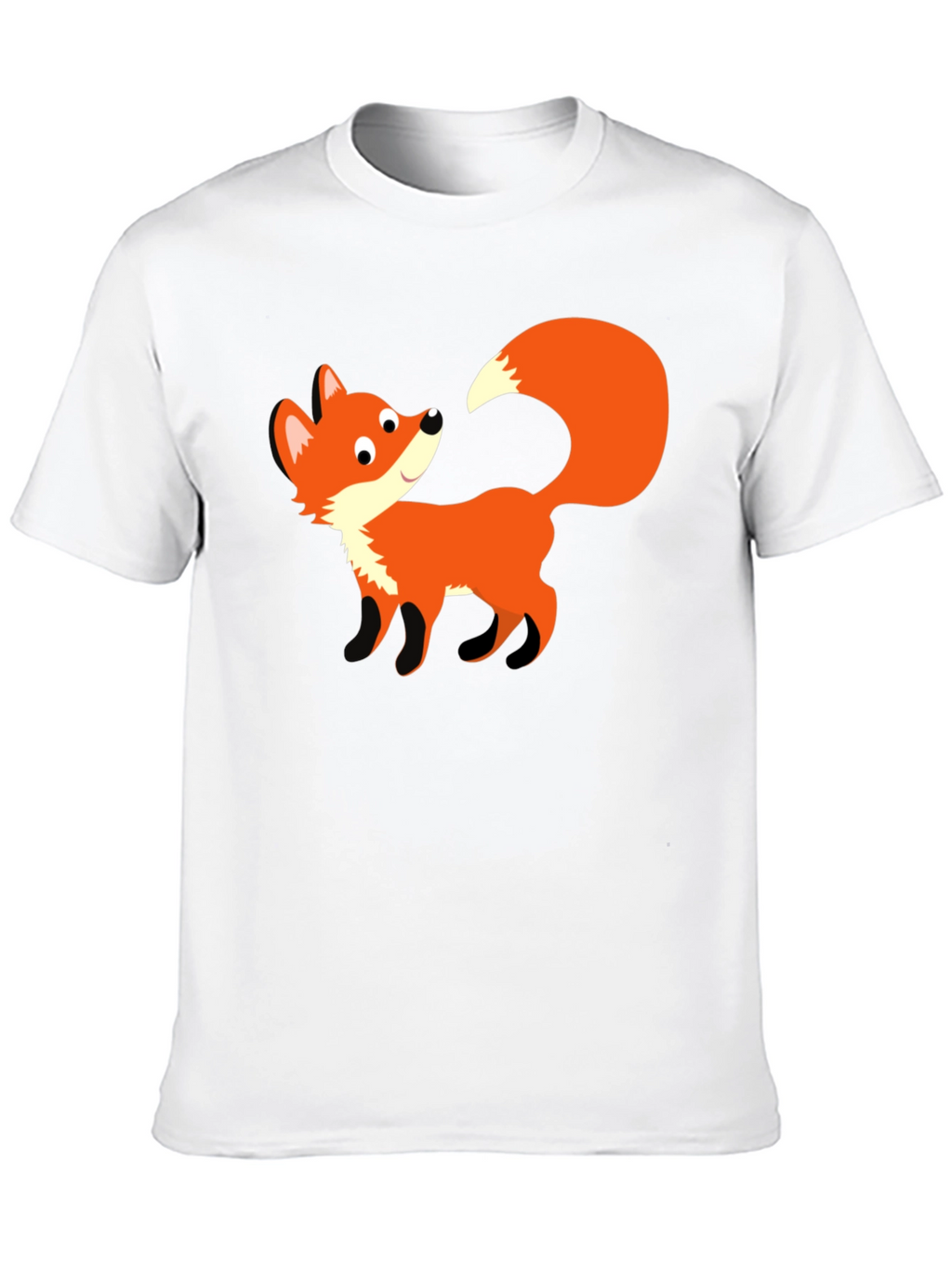 Cute Fox Graphic Black T-Shirt - Unisex
