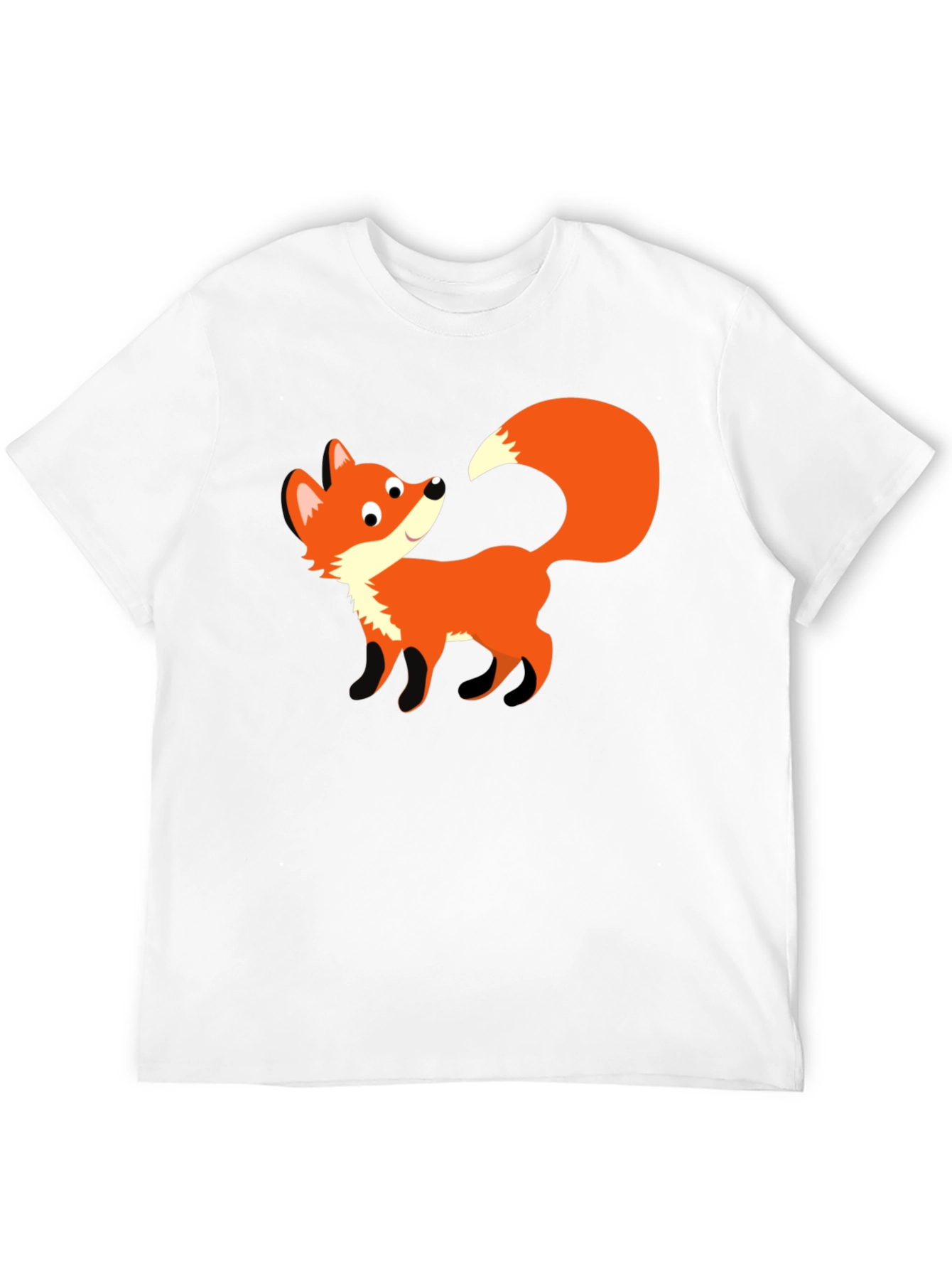 Cute Fox Graphic Black T-Shirt - Unisex