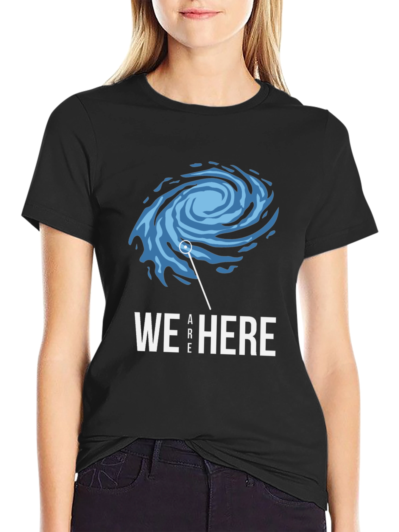 We Are Here Galaxy Graphic Tee - Black Cotton Comfort