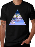 Floral Triangle Graphic Black T-Shirt