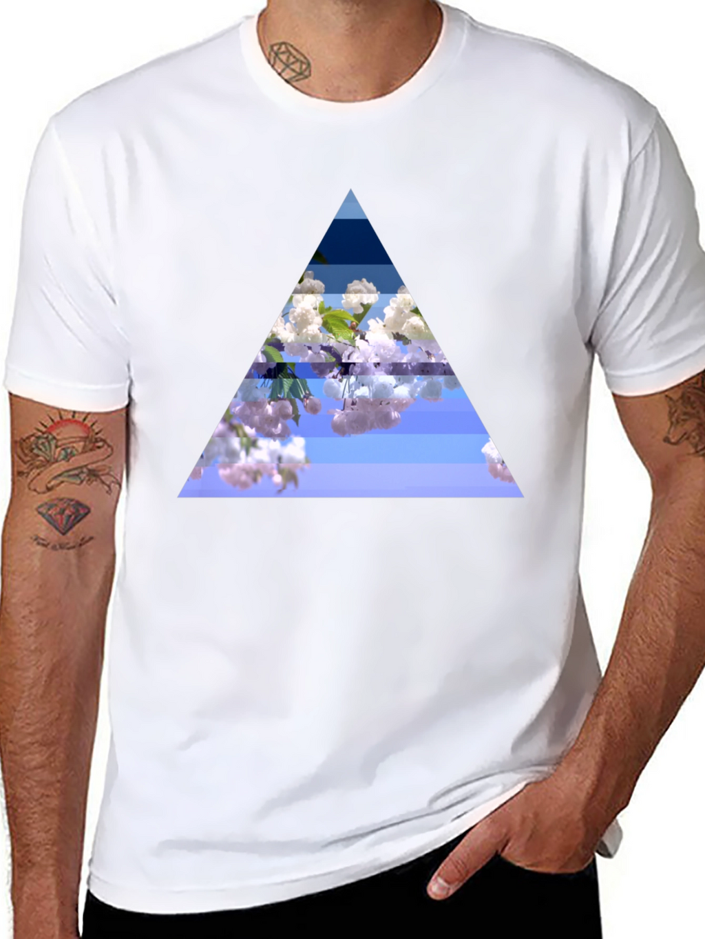 Floral Triangle Graphic Black T-Shirt