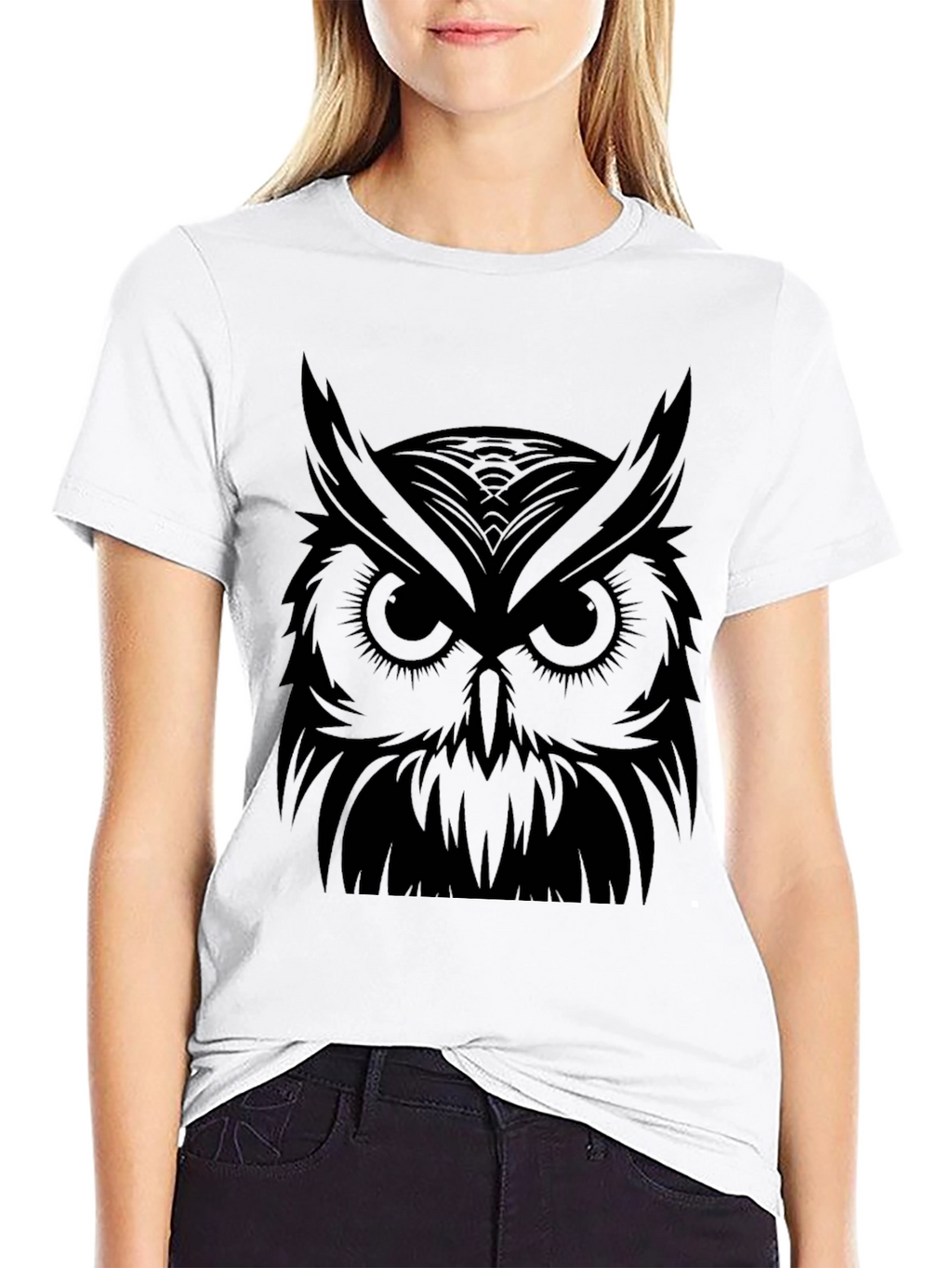 Mens Black Owl Graphic T-Shirt