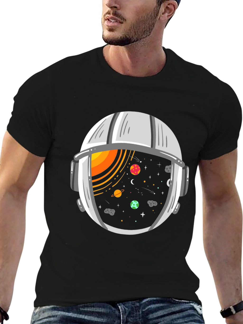 Space Helmet Graphic Tee - Explore the Universe!