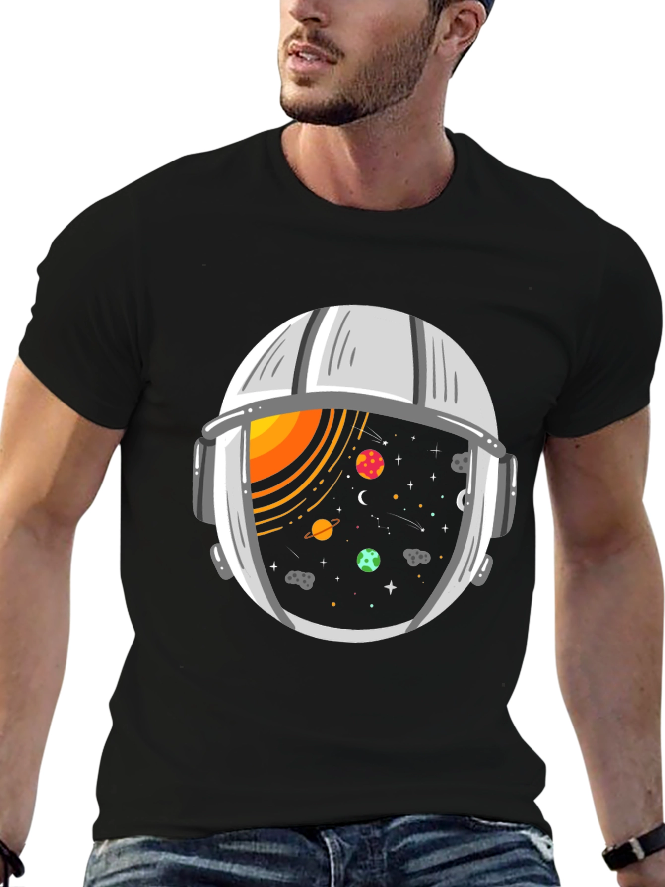 Space Helmet Graphic Tee - Explore the Universe!