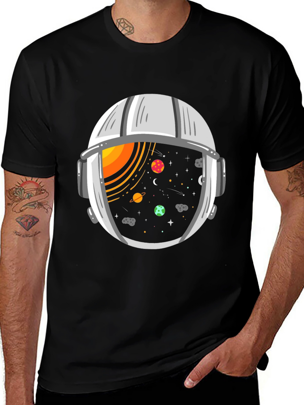 Space Helmet Graphic Tee - Explore the Universe!