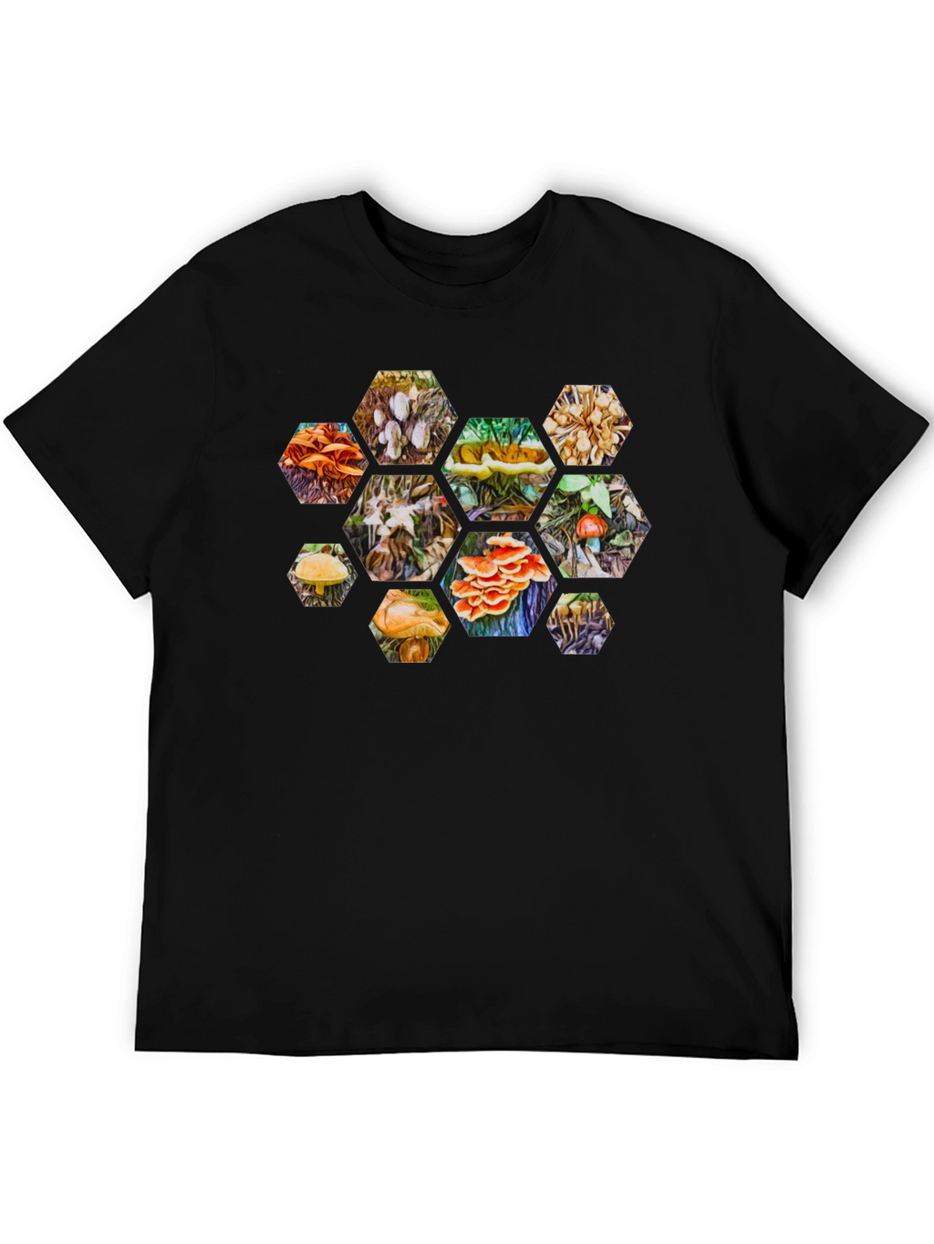 Mushroom Hexagon T-Shirt - Nature Inspired Tee