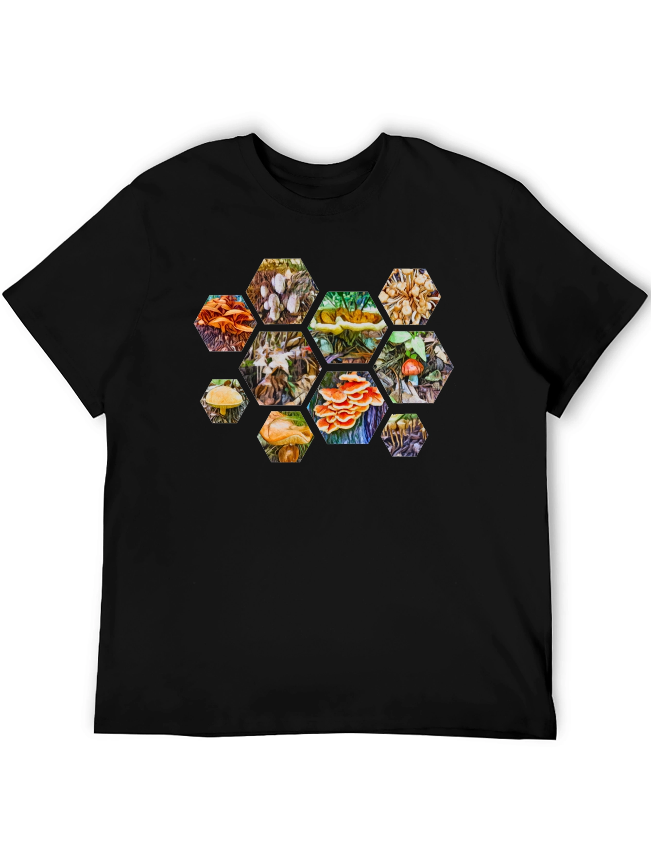 Mushroom Hexagon T-Shirt - Nature Inspired Tee