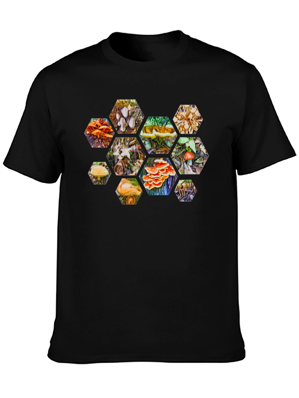 Mushroom Hexagon T-Shirt - Nature Inspired Tee