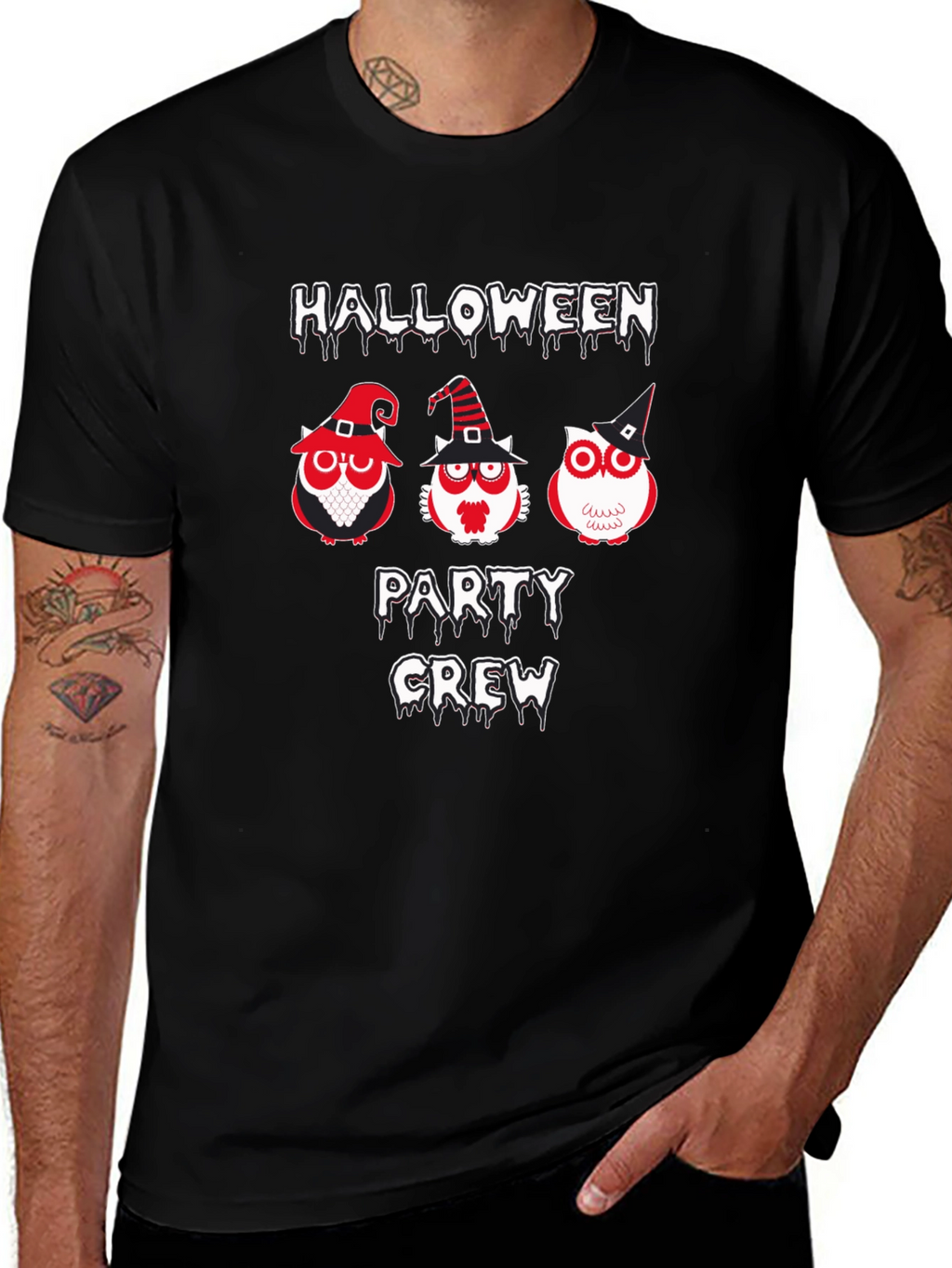 Halloween Party Crew Owl Graphic Tee