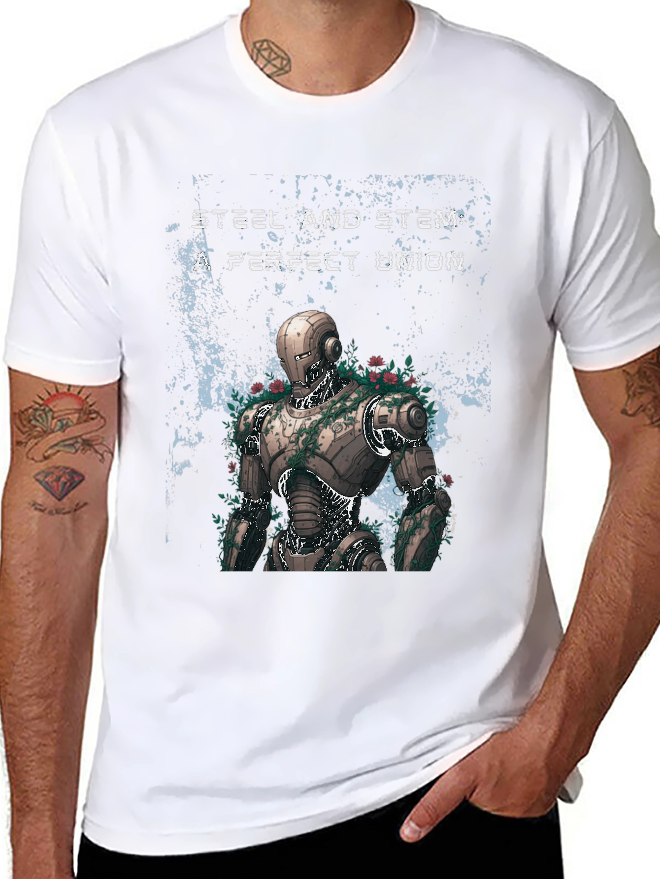 Steel and Stem Robot Graphic T-Shirt