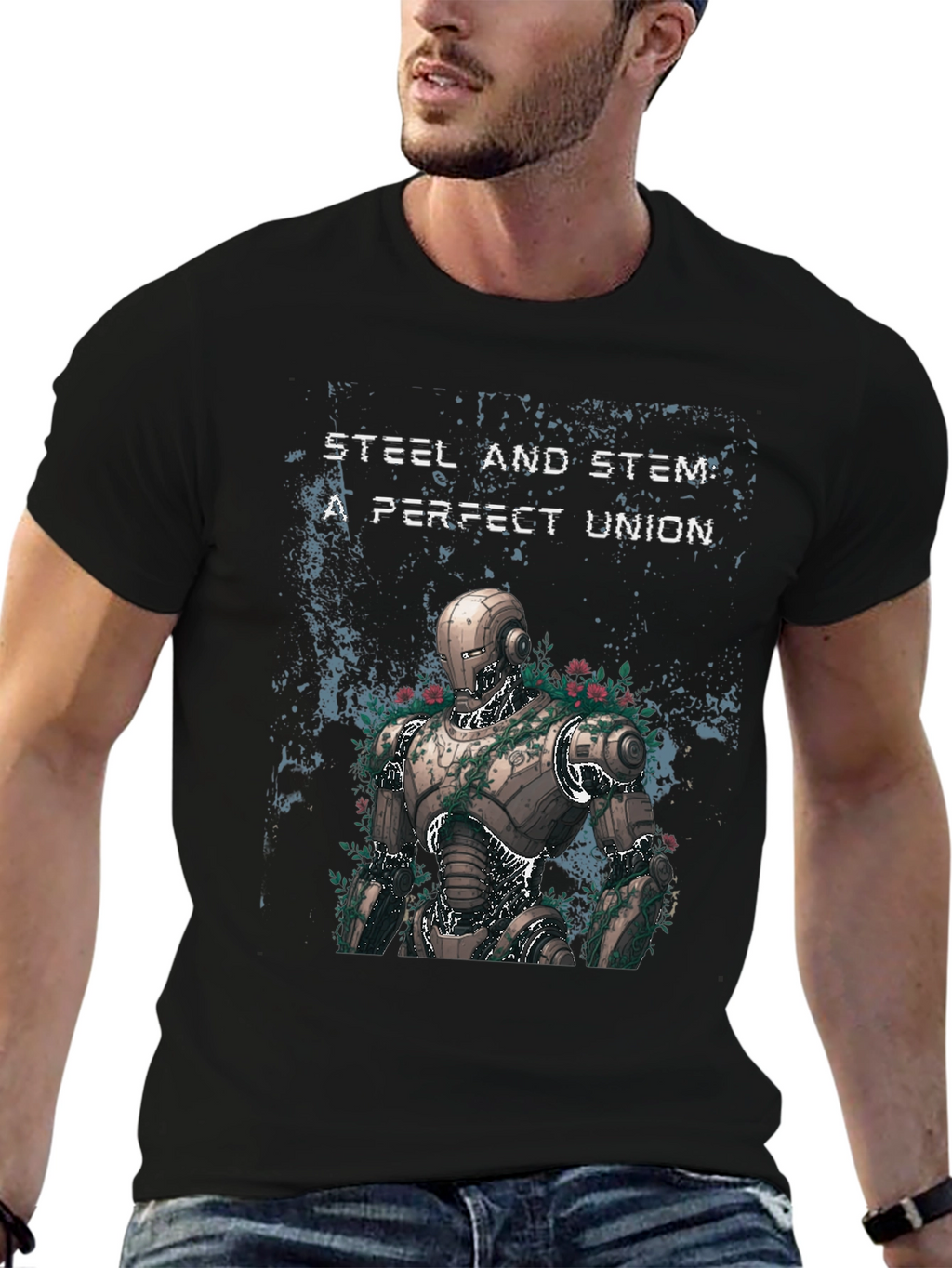 Steel and Stem Robot Graphic T-Shirt