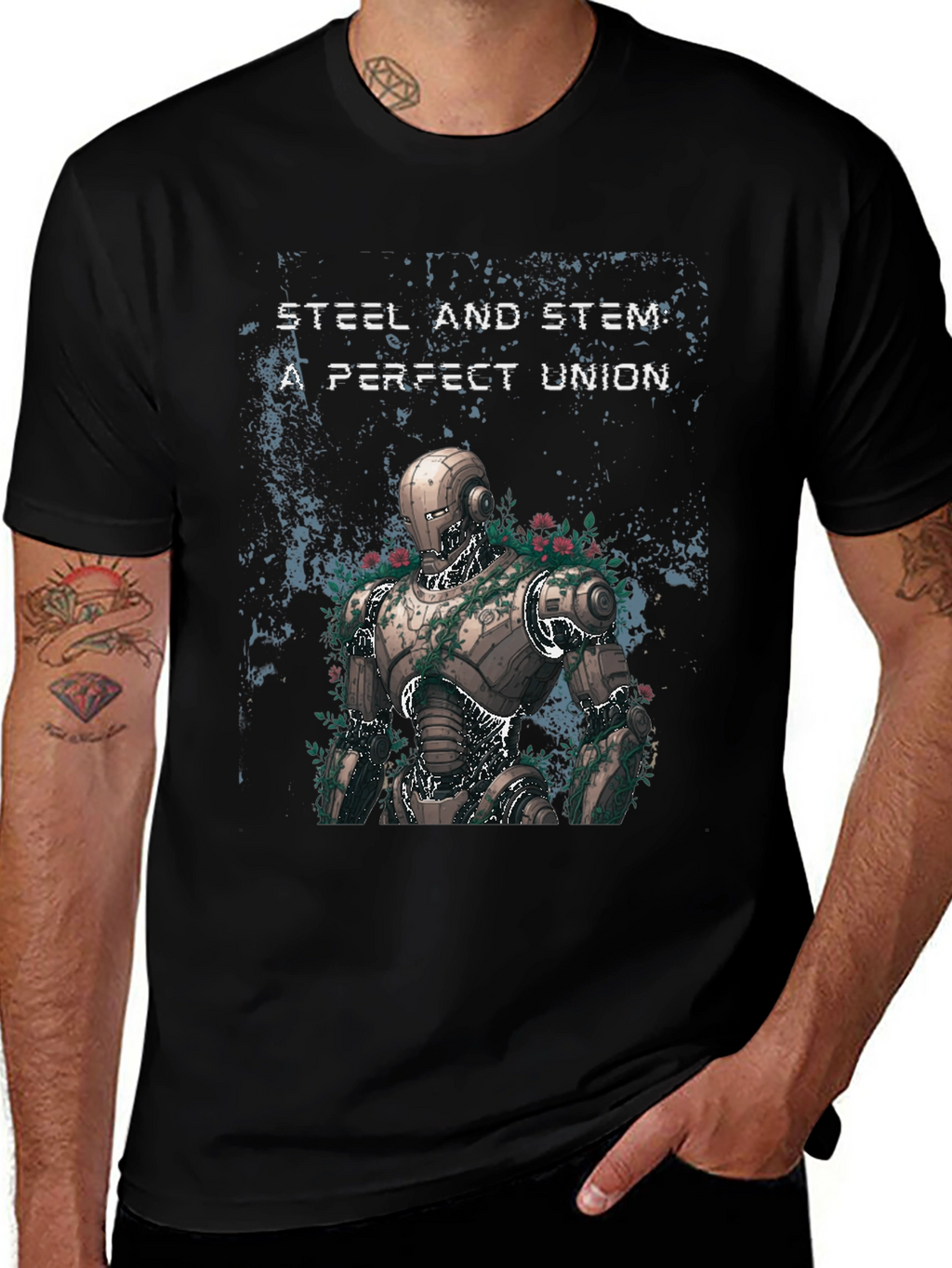 Steel and Stem Robot Graphic T-Shirt