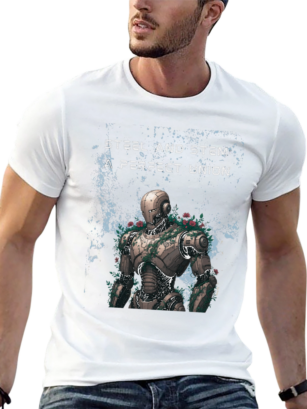 Steel and Stem Robot Graphic T-Shirt