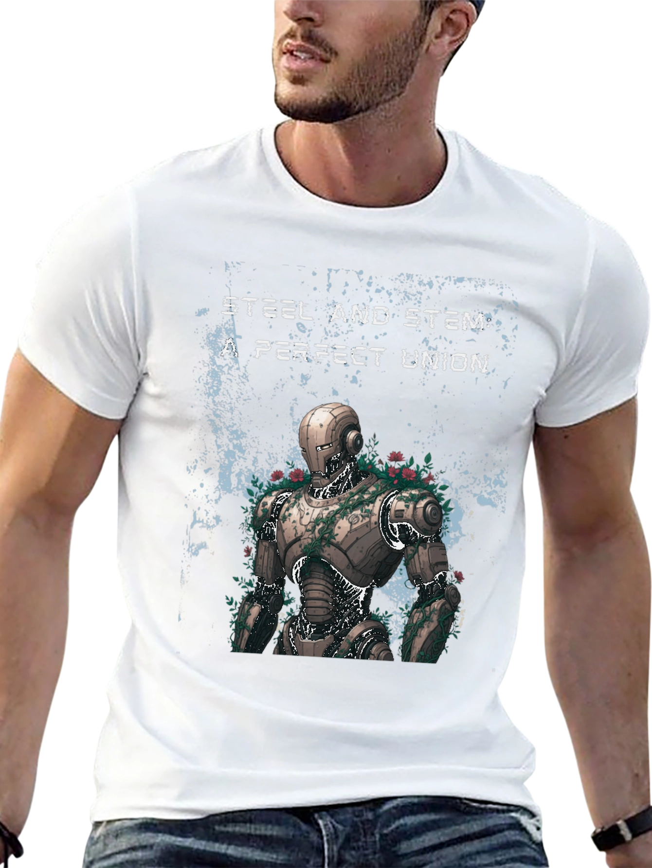 Steel and Stem Robot Graphic T-Shirt
