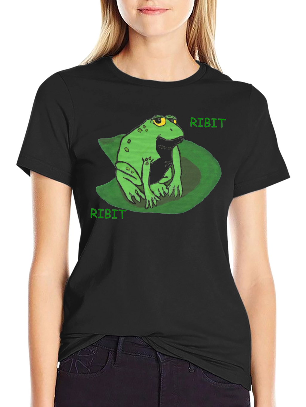 Ribit Frog Tee - Comfy Black Cotton T-Shirt