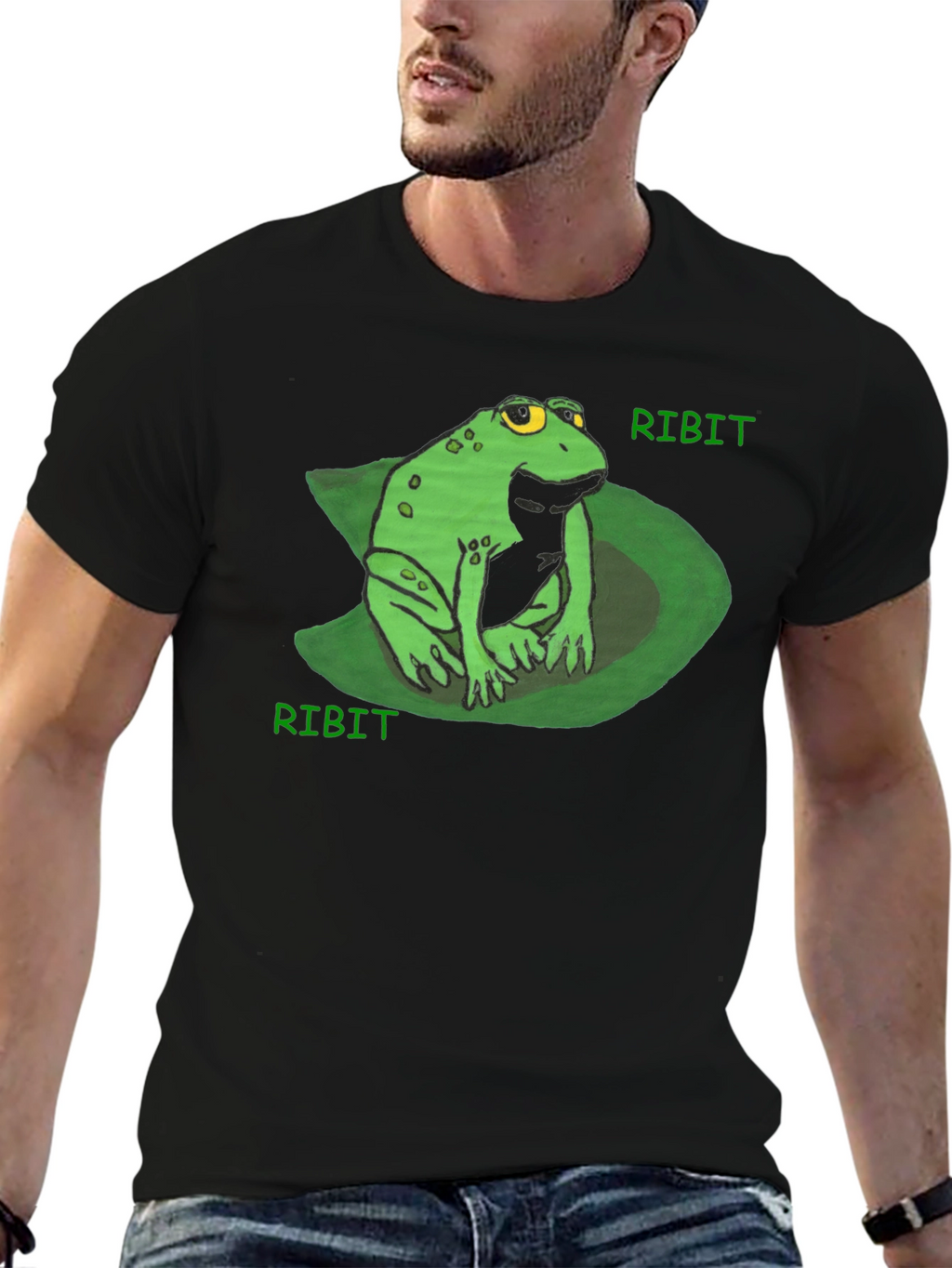 Ribit Frog Tee - Comfy Black Cotton T-Shirt