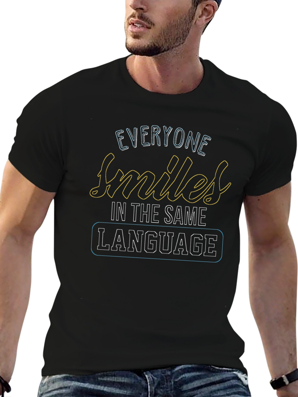 Everyone Smiles Graphic T-Shirt - Black