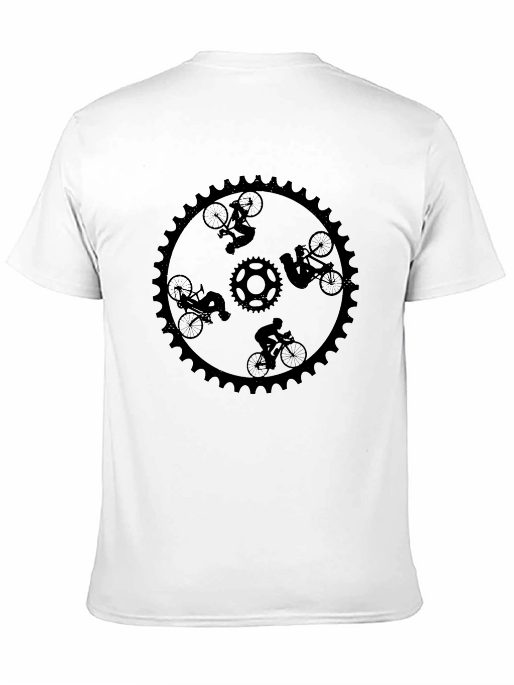 Cycling Sprocket Graphic Tee - Black Cotton Casual Shirt