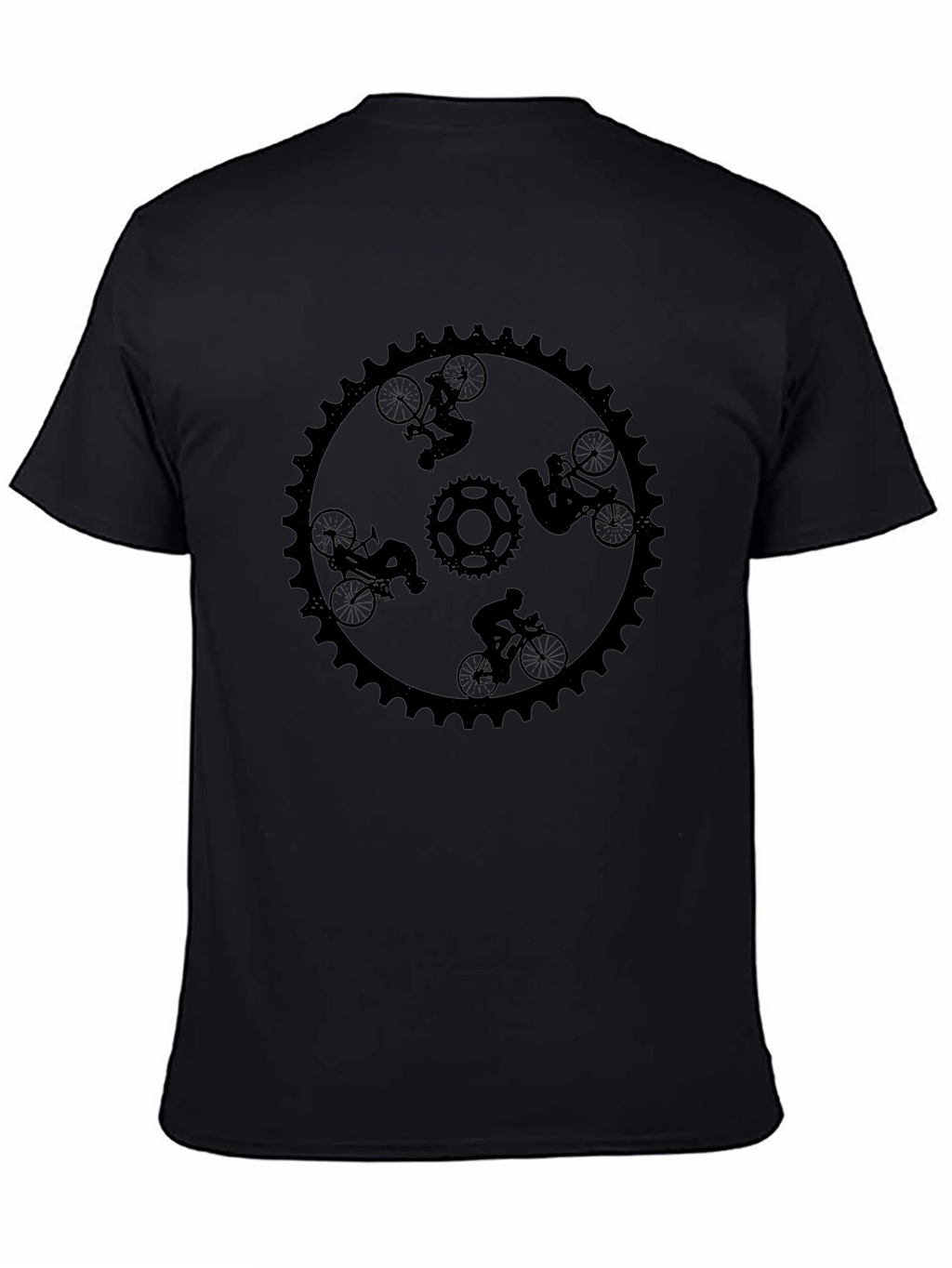 Cycling Sprocket Graphic Tee - Black Cotton Casual Shirt