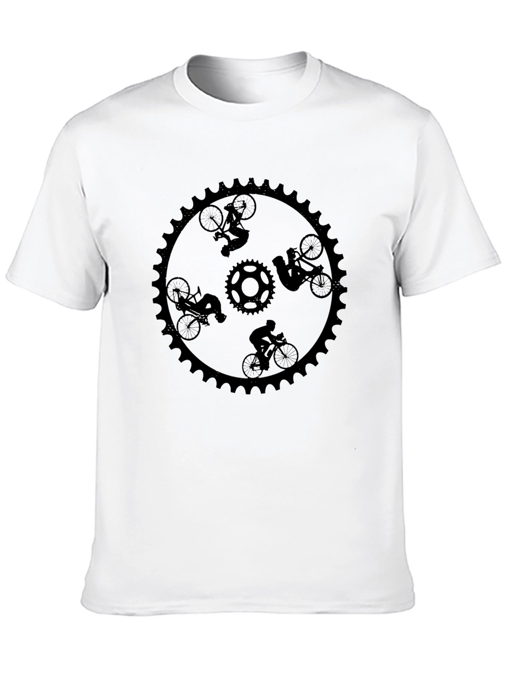 Cycling Sprocket Graphic Tee - Black Cotton Casual Shirt