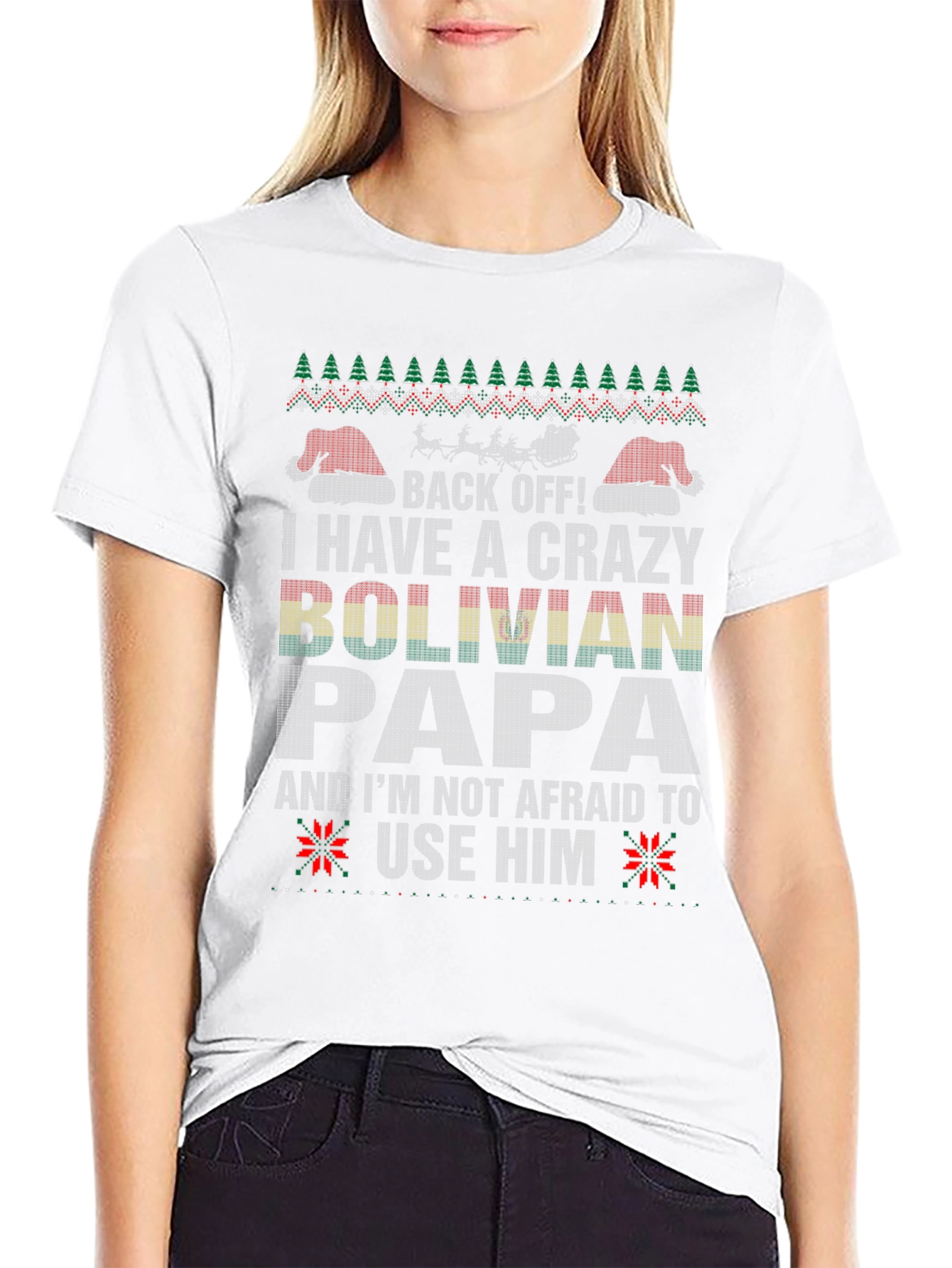 Crazy Bolivian Papa Christmas T-Shirt