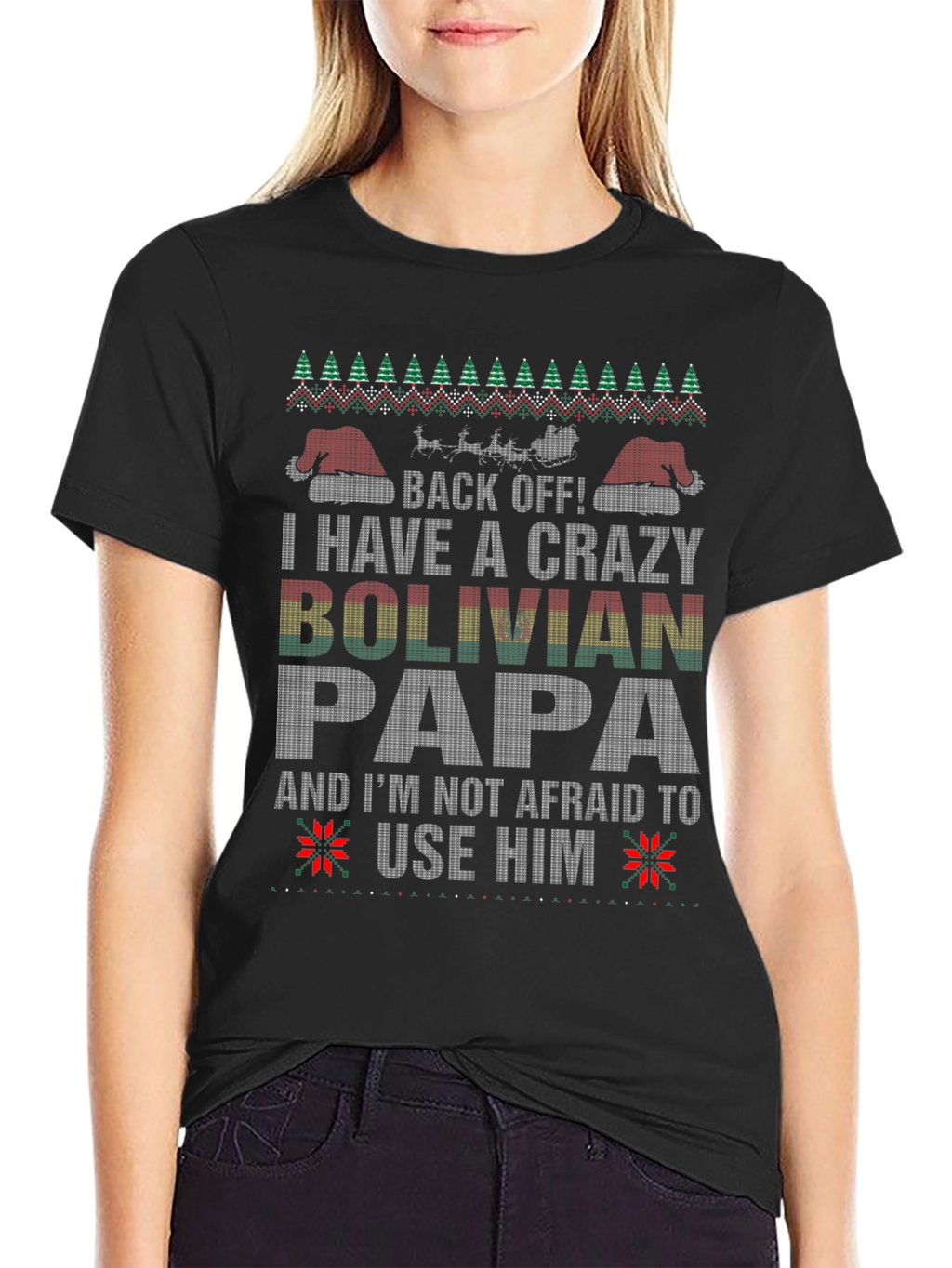 Crazy Bolivian Papa Christmas T-Shirt