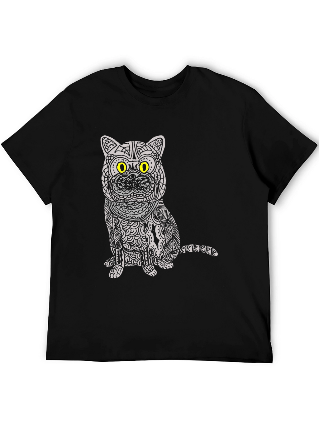 Cat Graphic Tee - Unique Patterned Design