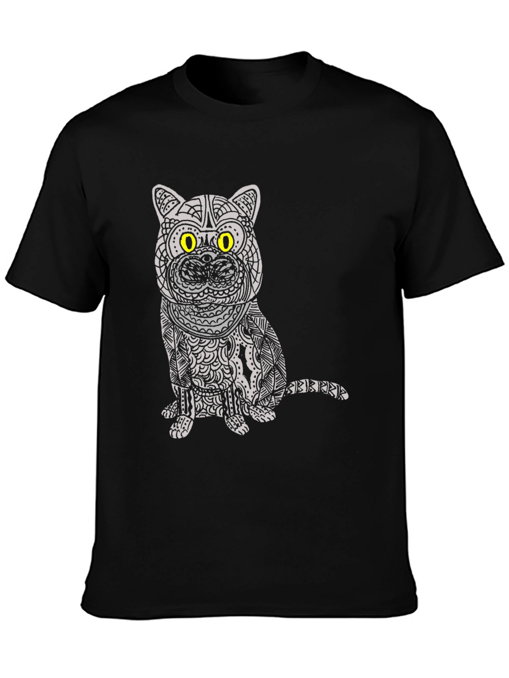Cat Graphic Tee - Unique Patterned Design