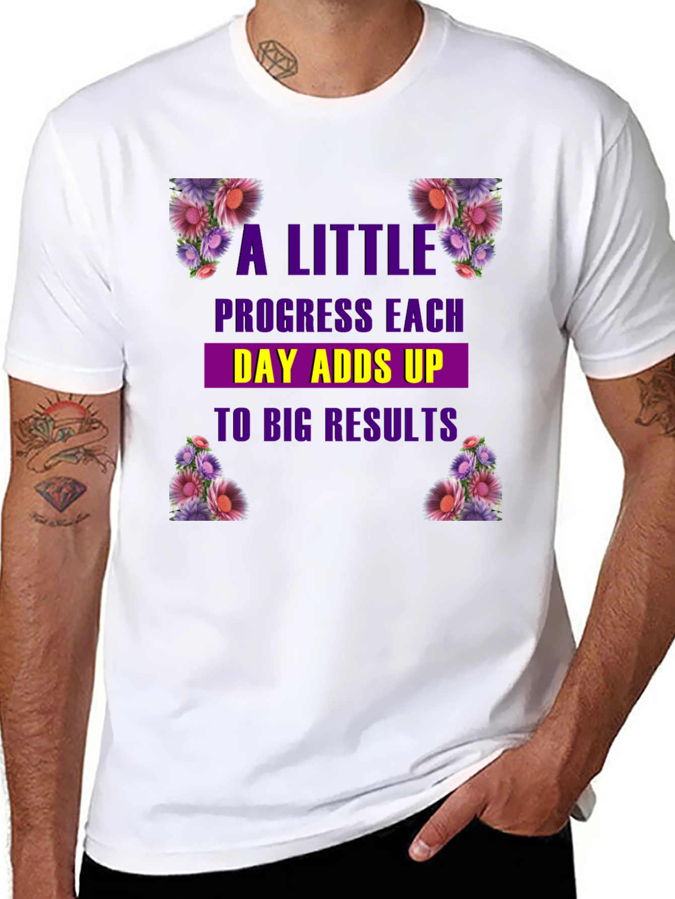 Floral Progress T-Shirt: Motivational Tee