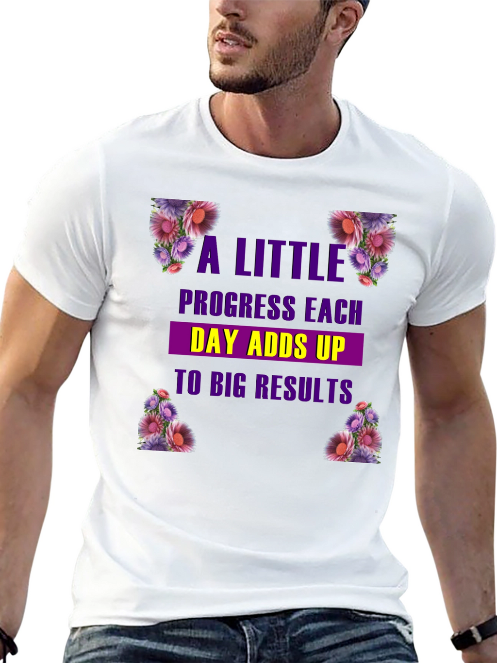 Floral Progress T-Shirt: Motivational Tee