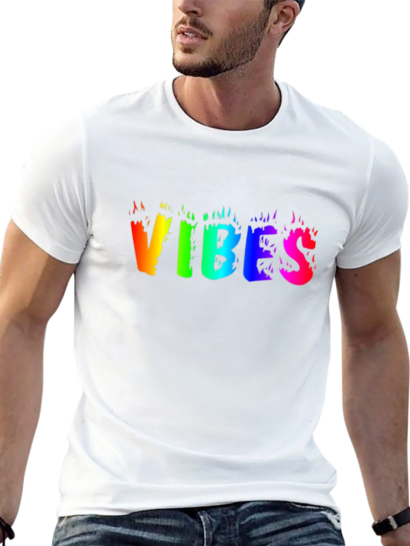Vibes Rainbow Graphic Black T-Shirt