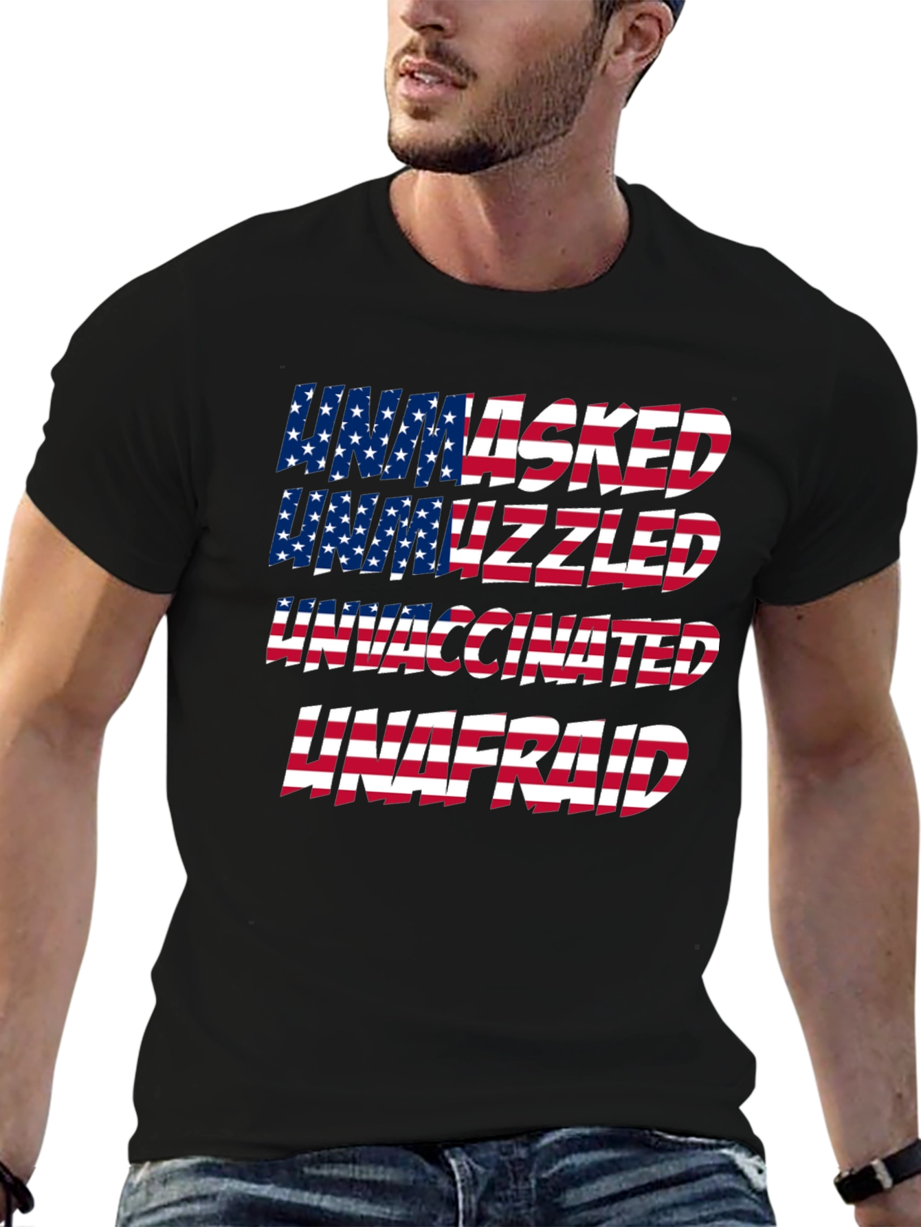 Unmasked Unvaxxed Unafraid Patriotic T-Shirt