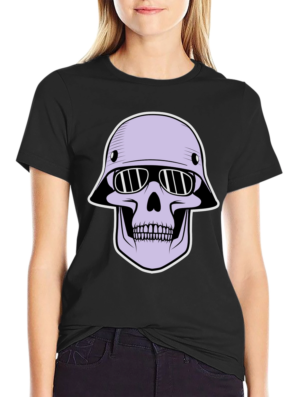 Skull Helmet Graphic Tee - Edgy Streetwear