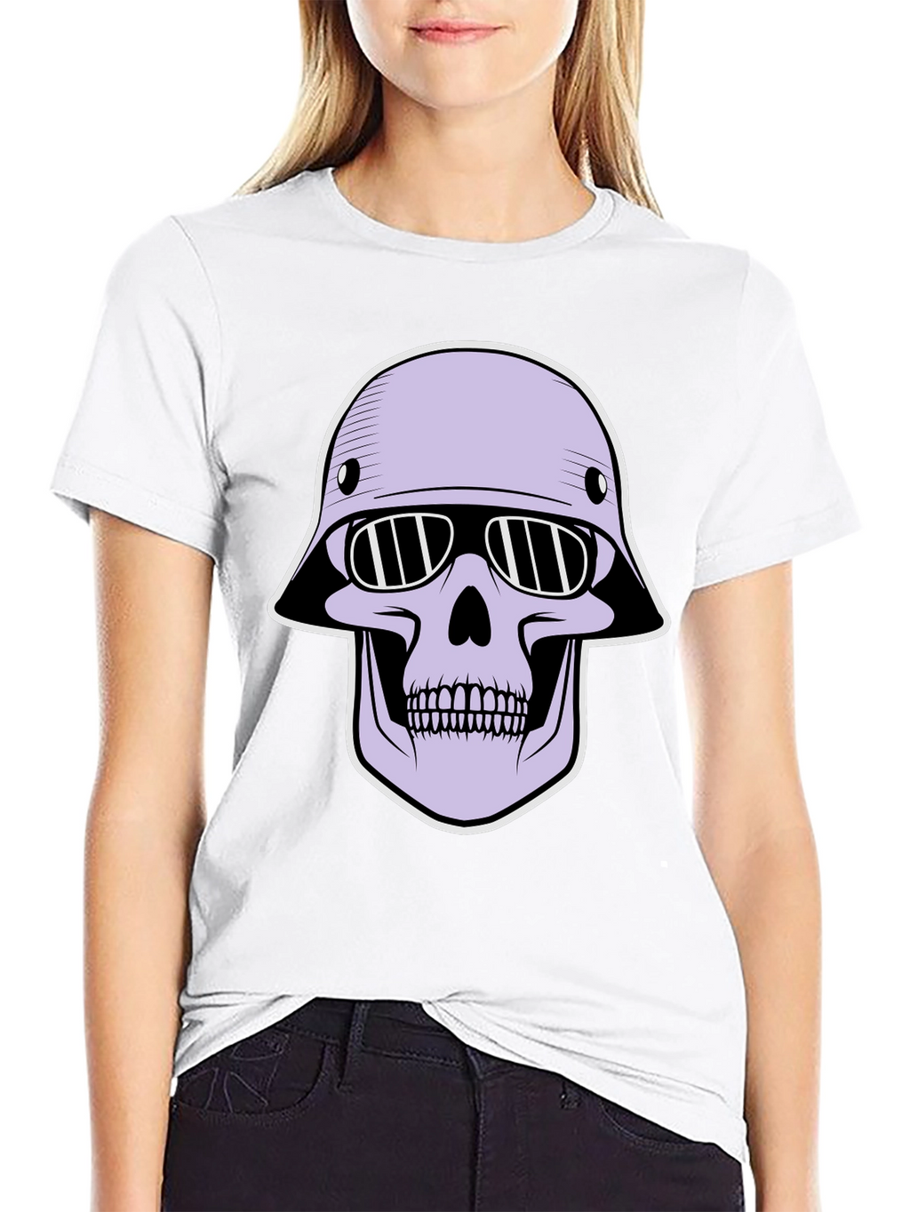 Skull Helmet Graphic Tee - Edgy Streetwear