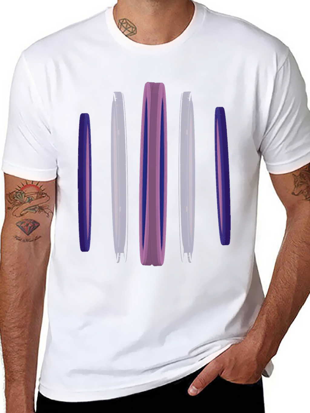 Abstract Vertical Bars Black T-Shirt
