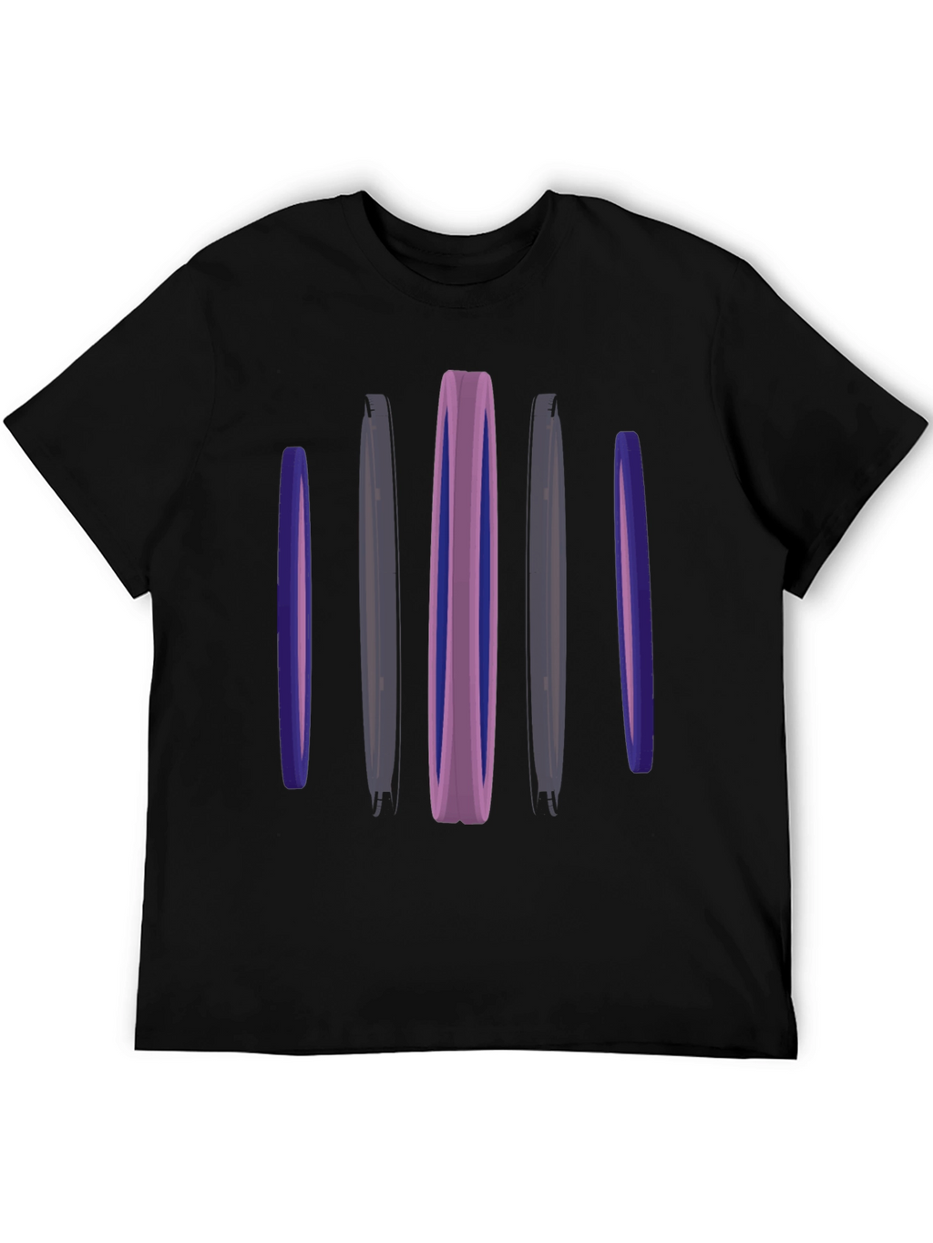 Abstract Vertical Bars Black T-Shirt