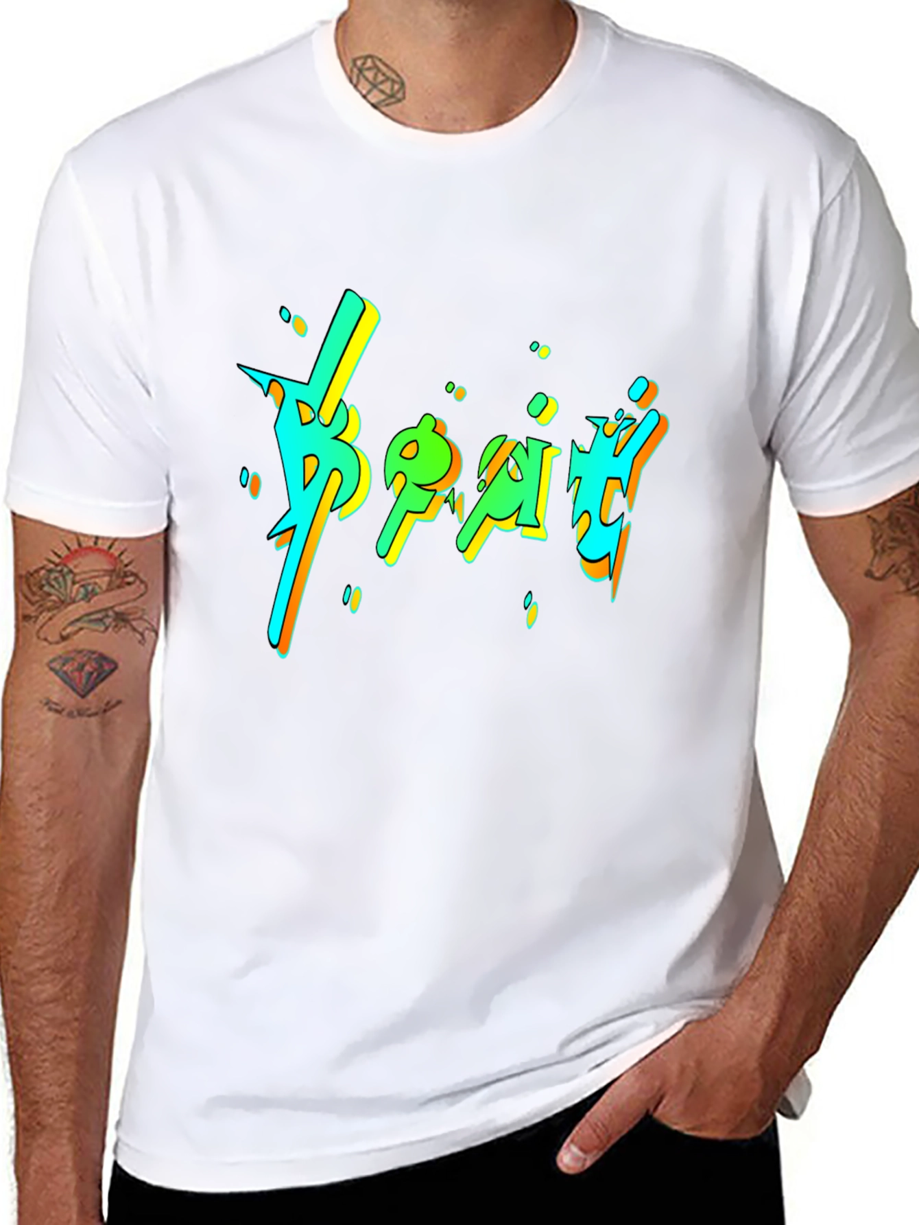 Vibrant Graphic Print Black T-Shirt