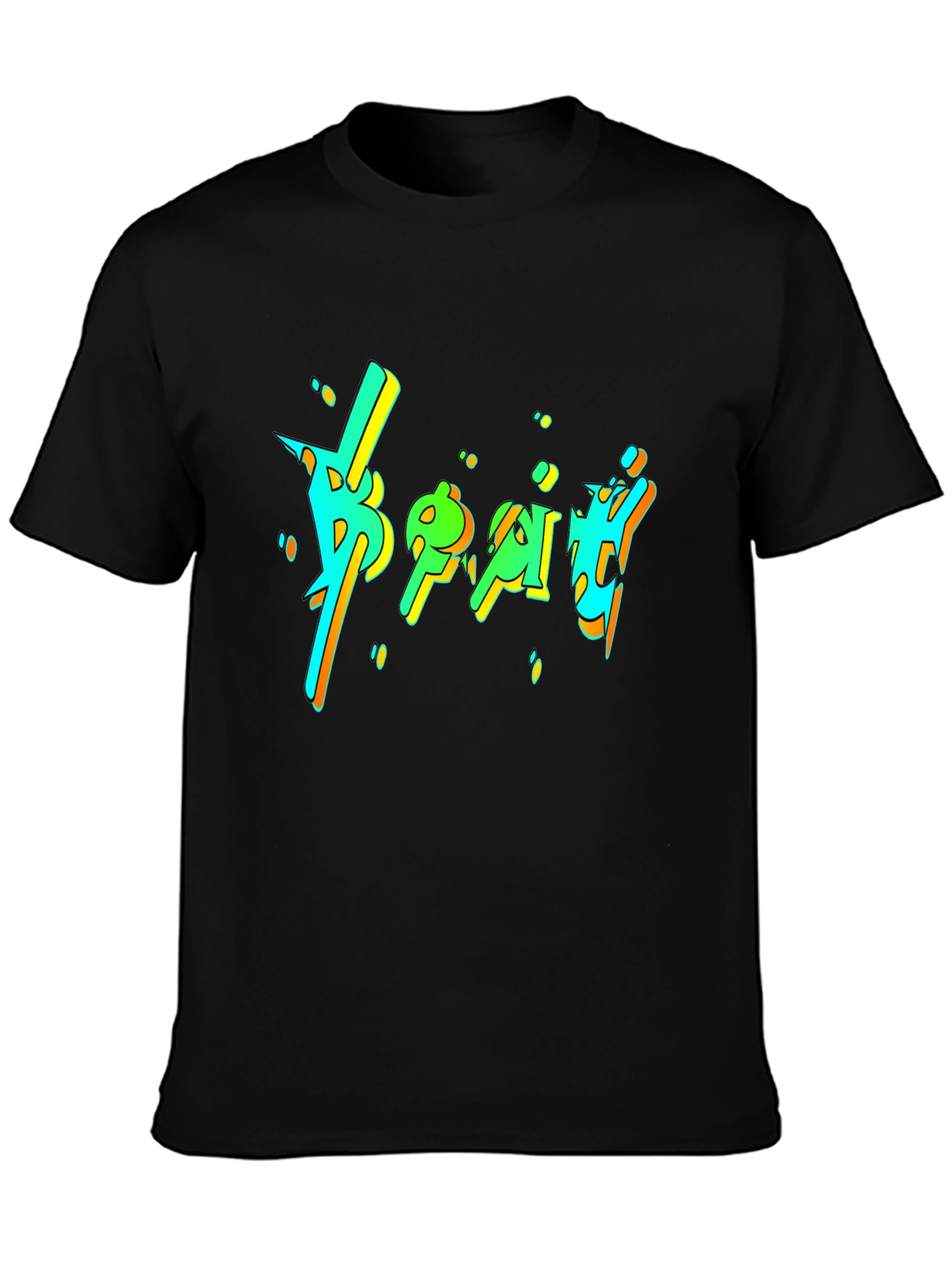 Vibrant Graphic Print Black T-Shirt