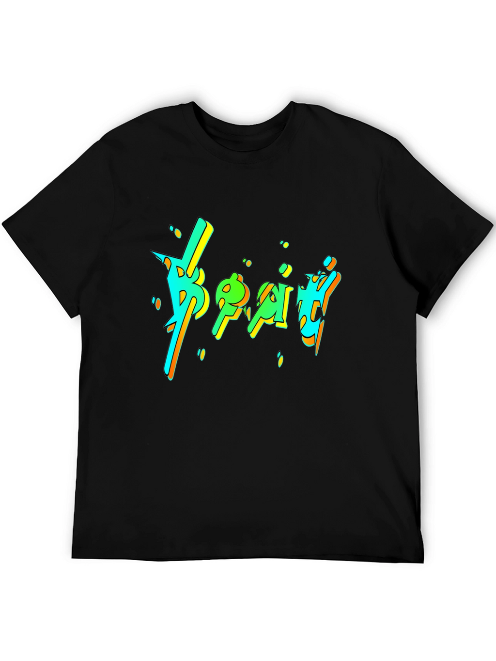 Vibrant Graphic Print Black T-Shirt