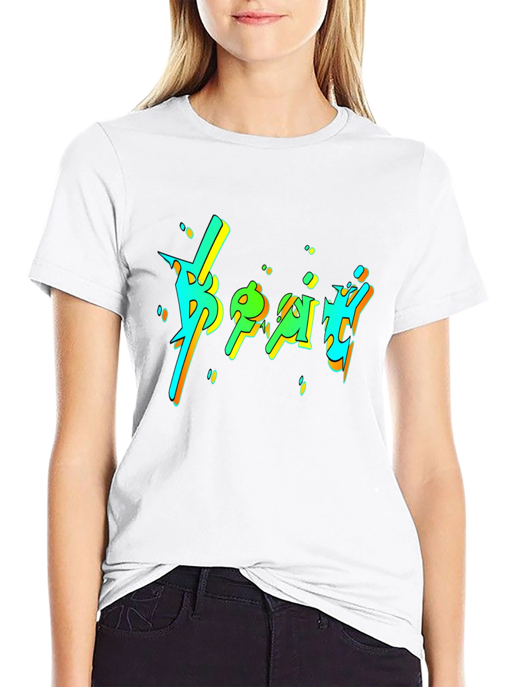Vibrant Graphic Print Black T-Shirt