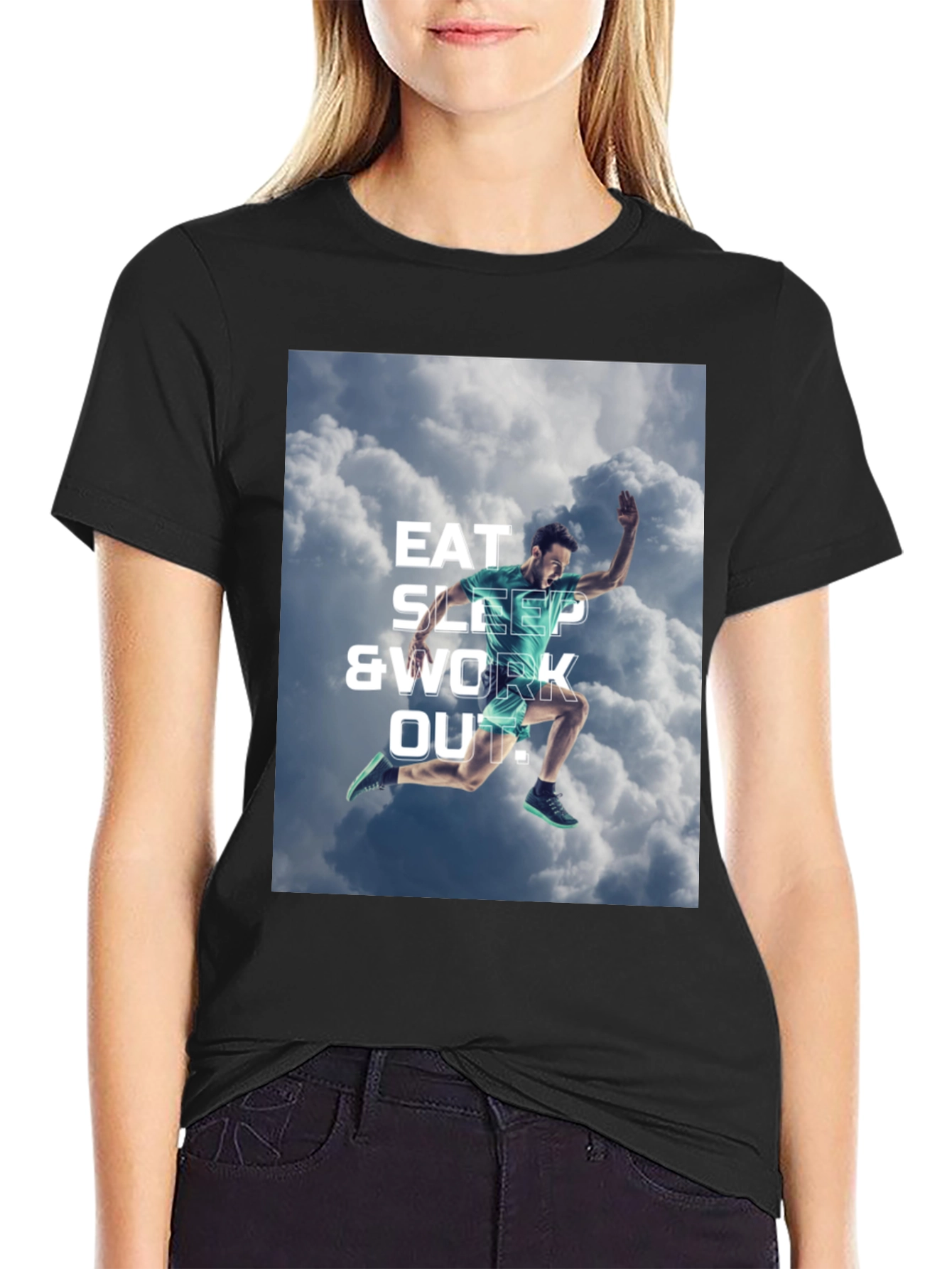 Eat Sleep & Work Out T-Shirt | Black Athletic Graphic Tee