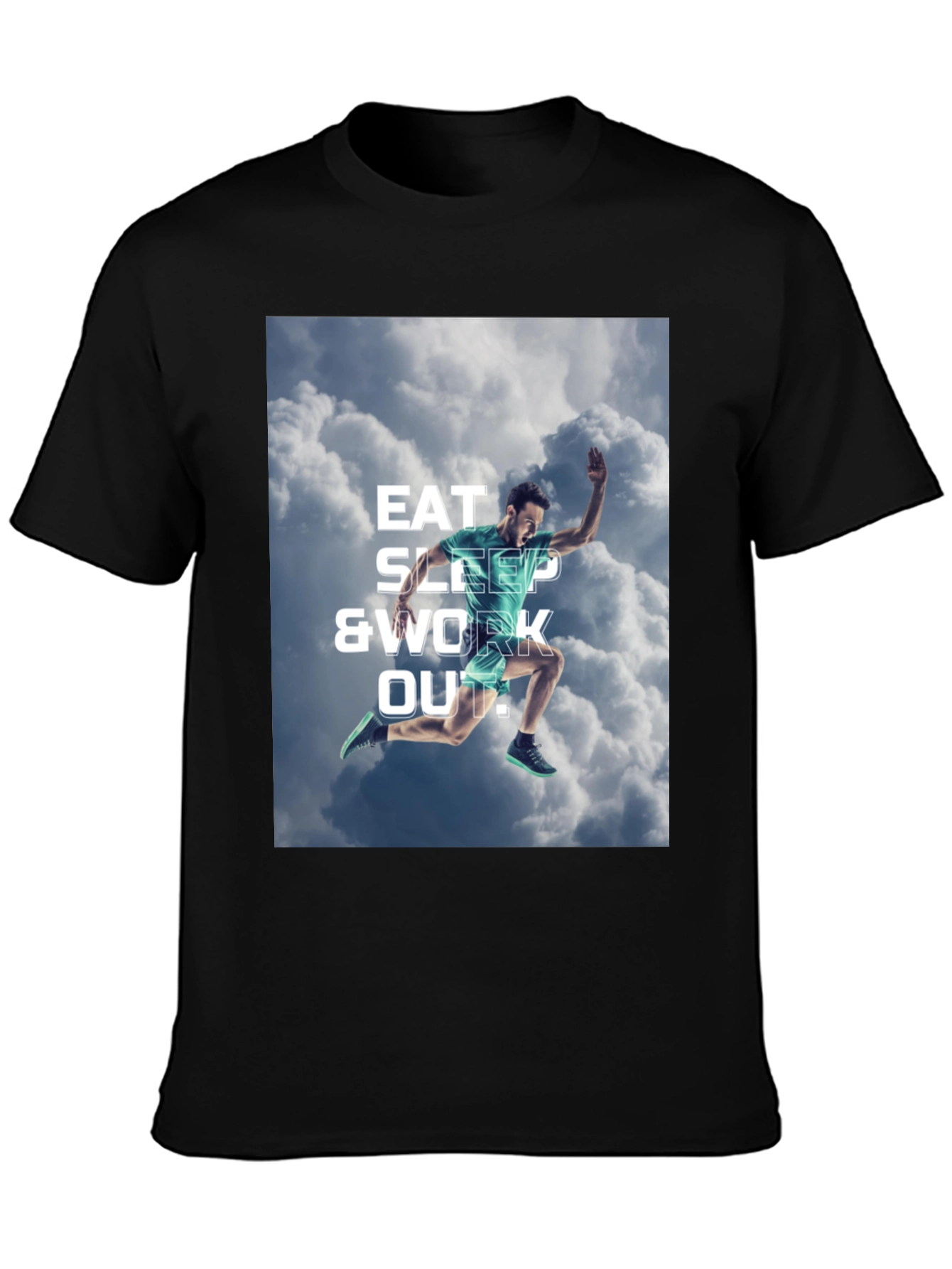 Eat Sleep & Work Out T-Shirt | Black Athletic Graphic Tee