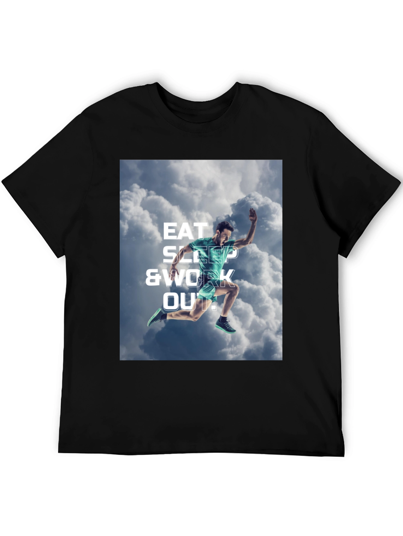 Eat Sleep & Work Out T-Shirt | Black Athletic Graphic Tee